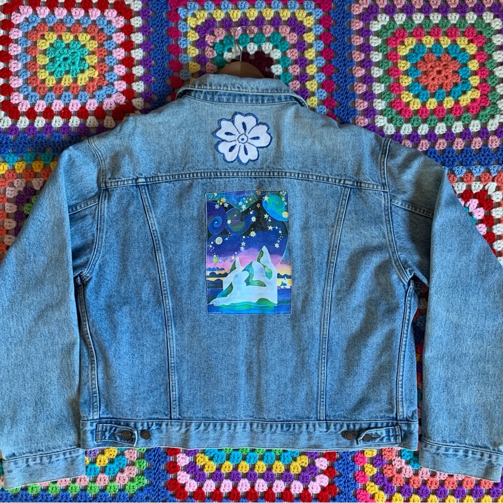 Artistic Denim Jacket with Cosmic Design